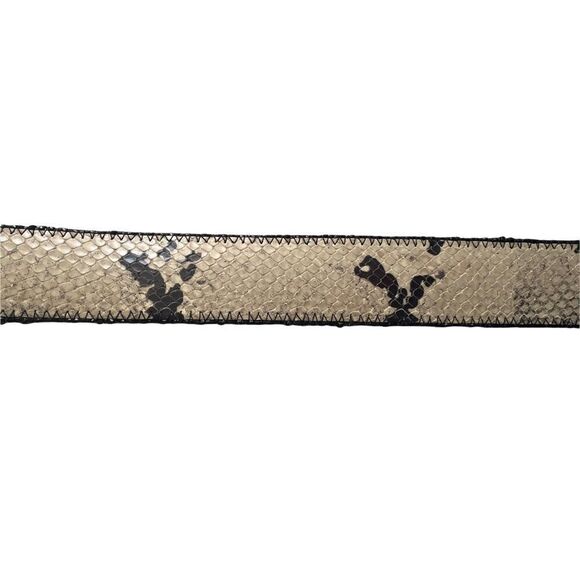 𝅺LUISA CERANO Italy Snakeskin Leather Belt Cream Black 36 EU - Picture 10 of 14